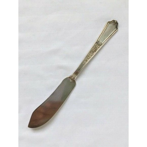 1847 ROGERS BROS INTL SILVERPLATE MASTER BUTTER KNIFE 1924 ANCESTRAL PATTERN 7" - Picture 4 of 9